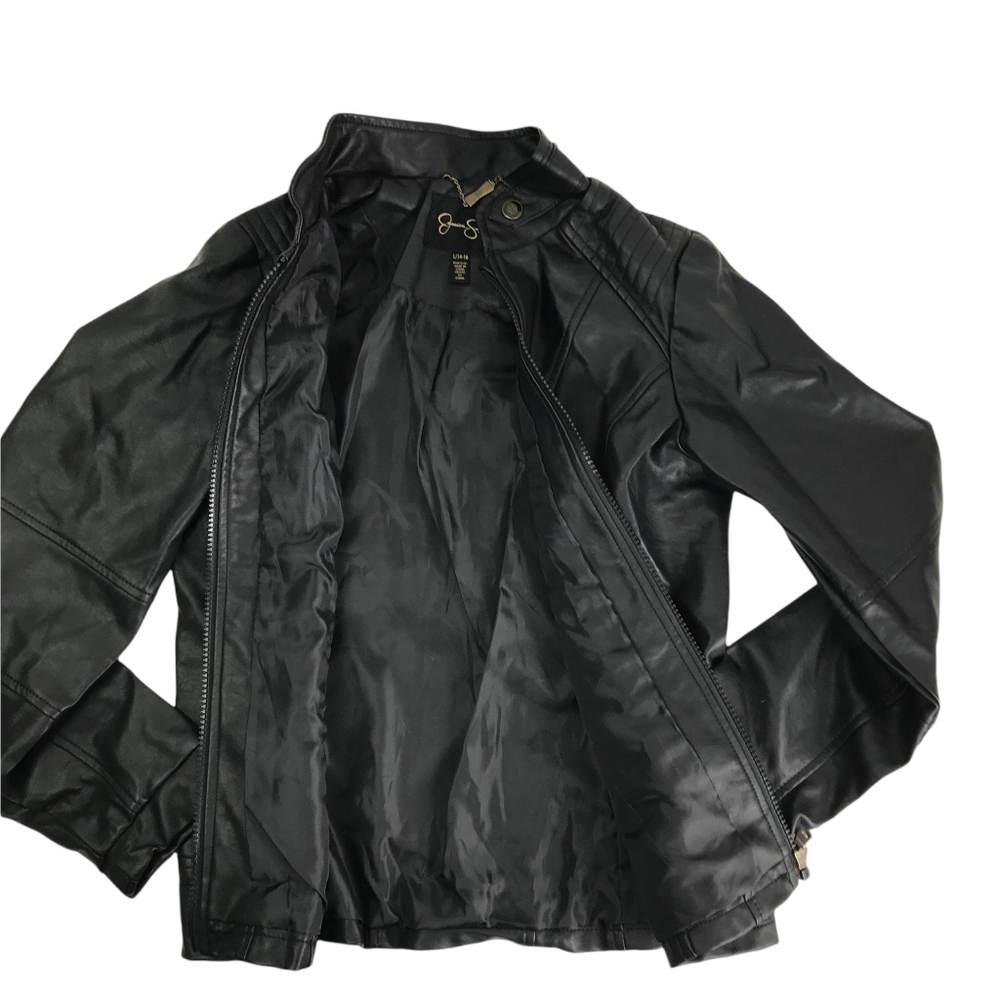 Jessica Simpson Girls Black Moto Jacket Size Girl's L 14/16